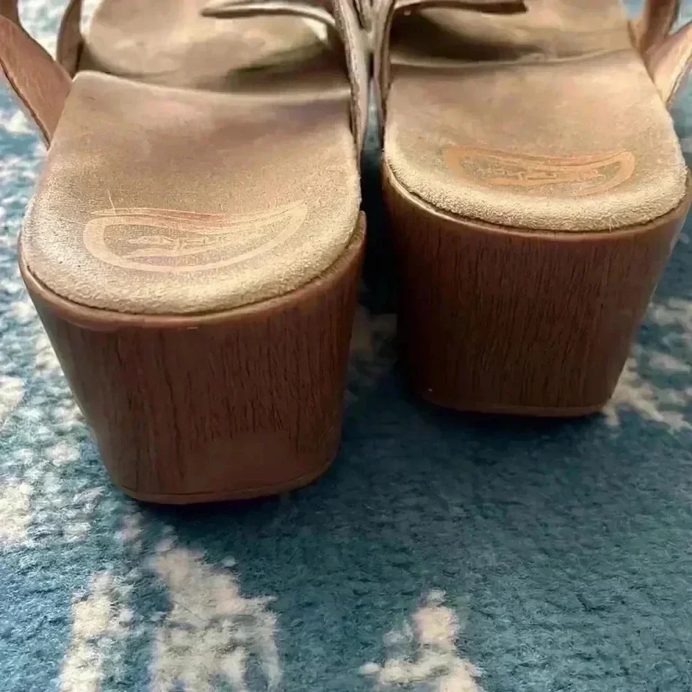 Dansko white patent leather slip on buckle sandals 41